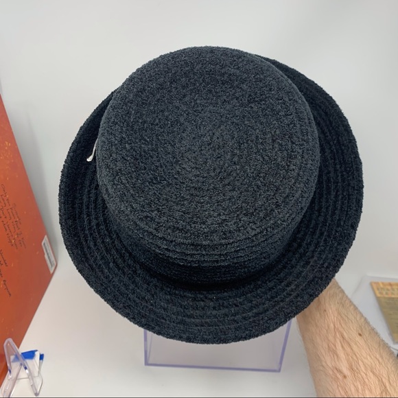 Vintage Arlin Kettle Brim Hat w Leaf Pin RN 7008 Black Dark Grey - Picture 10 of 11